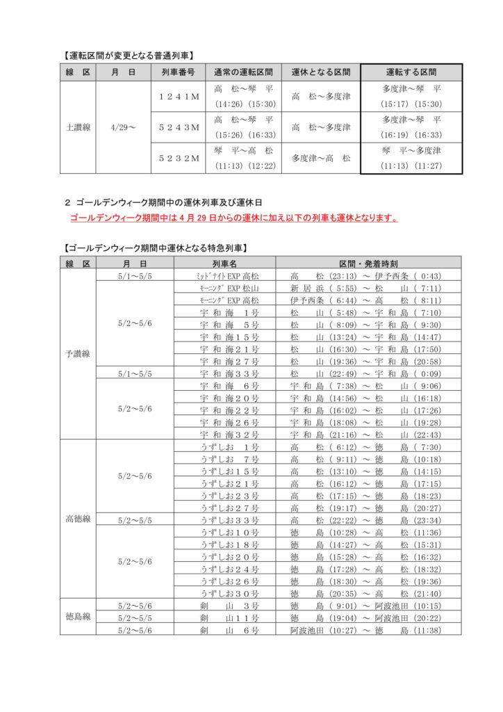 JR四国 列車運休情報2