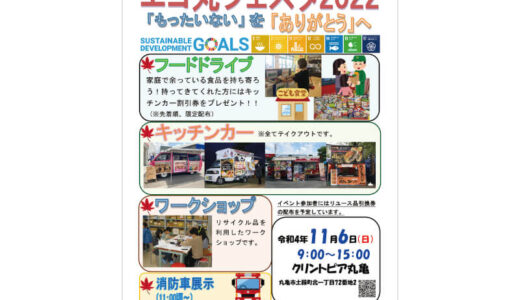 クリントピア丸亀で「エコ丸フェスタ2022」が2022年11月6日(日)に開催されるみたい