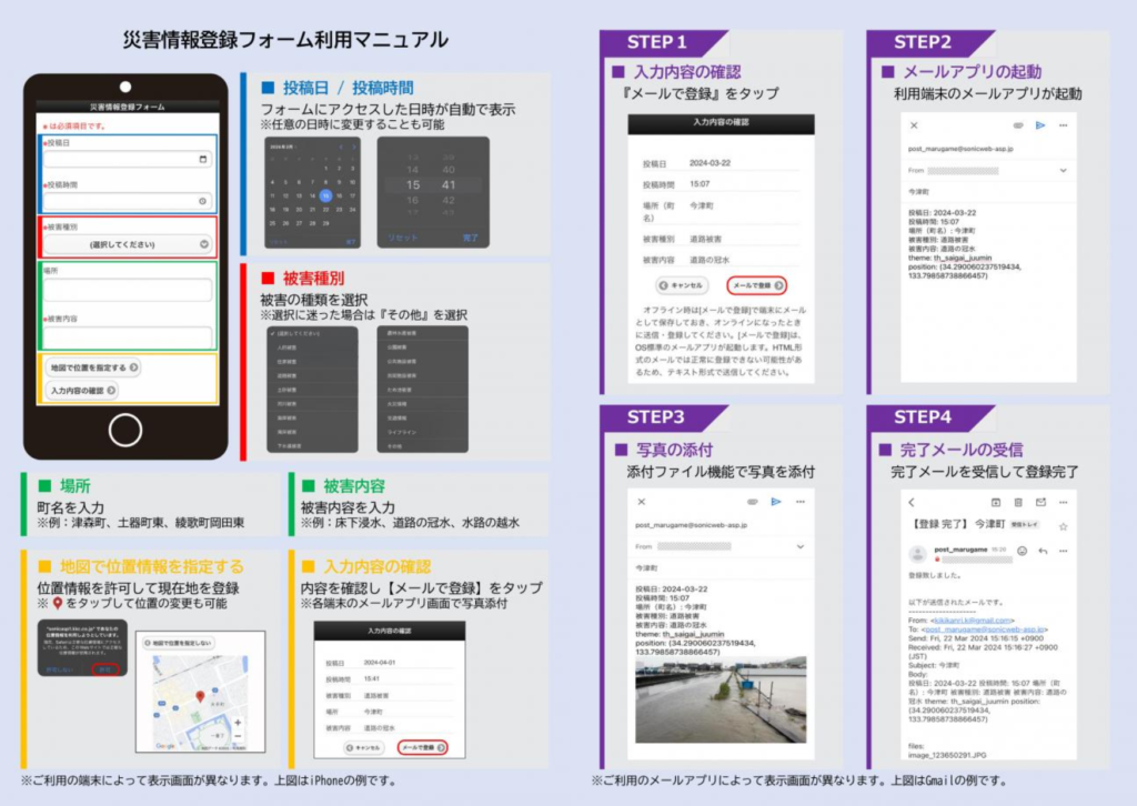 丸亀市 スマホから災害時の被害状況報告